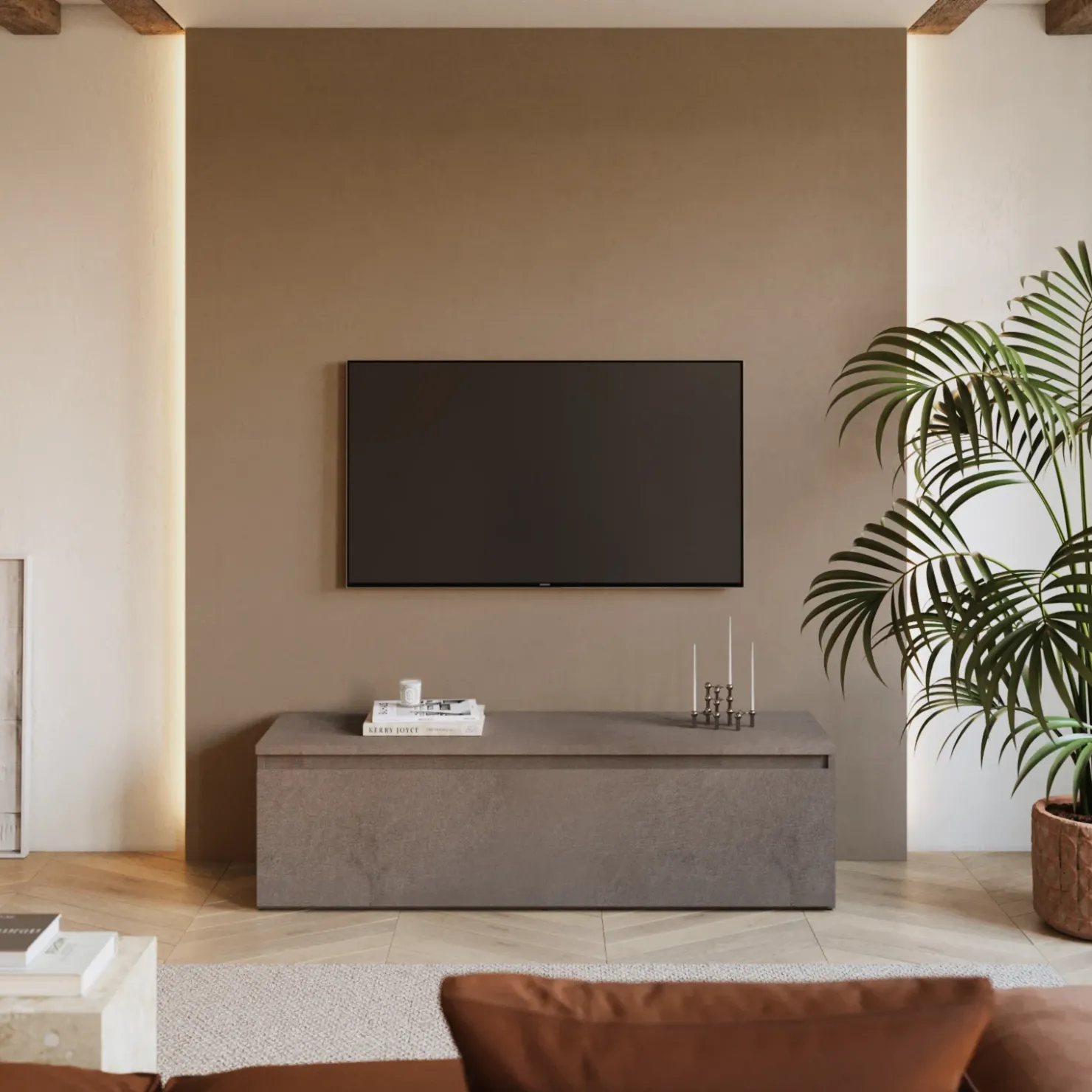 Garnero Arredamenti Mobile porta TV 138x40h cm con cassettone bronzo Sunset Marrone Clearance