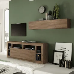 Garnero Arredamenti Mobile porta TV 172x66h cm con ribalta rovere scuro Trilogy Noce