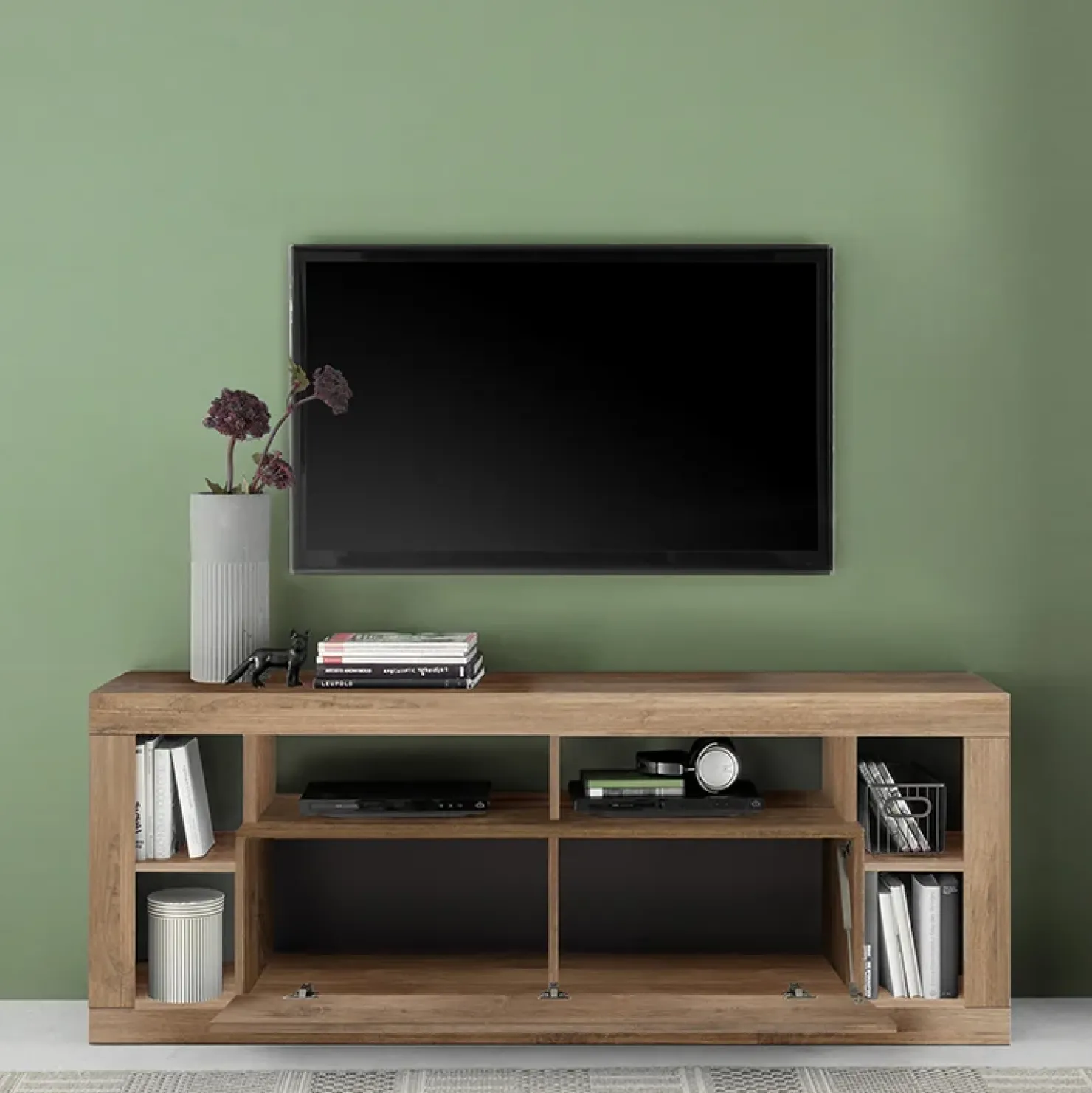 Garnero Arredamenti Mobile porta TV 172x66h cm con ribalta rovere scuro Trilogy Noce