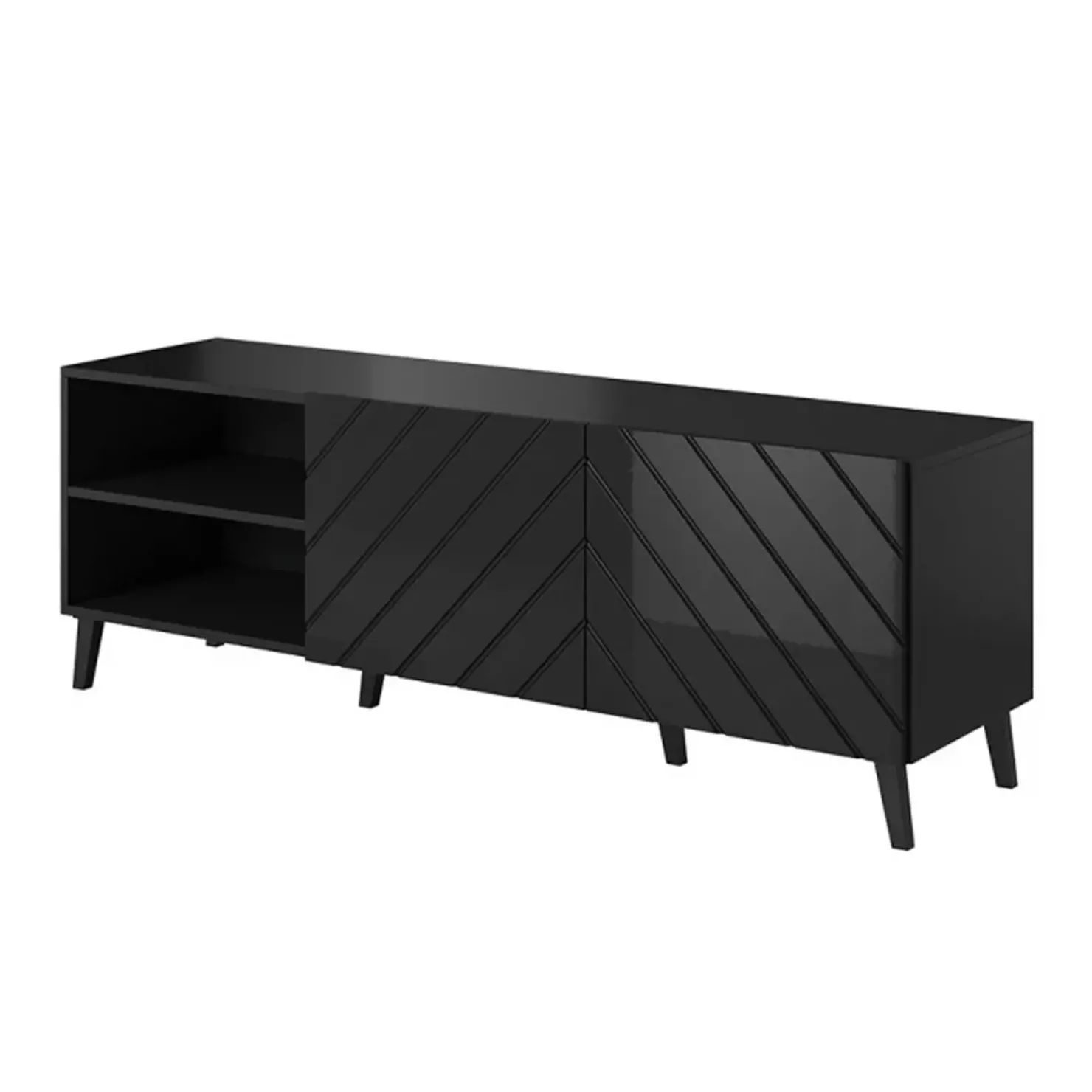 Garnero Arredamenti Mobile porta TV 150x52h cm con frontale decorato nero lucido Placida