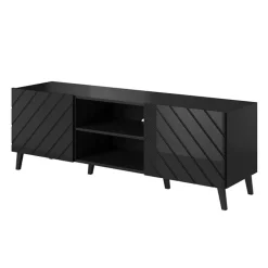 Garnero Arredamenti Mobile porta TV 150x52h cm con frontale decorato nero lucido Placida