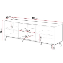 Garnero Arredamenti Mobile porta TV 150x52h cm con frontale decorato nero lucido Placida