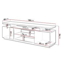 Garnero Arredamenti Mobile porta TV 180x56h cm con led Blackburn Nero Lucido New