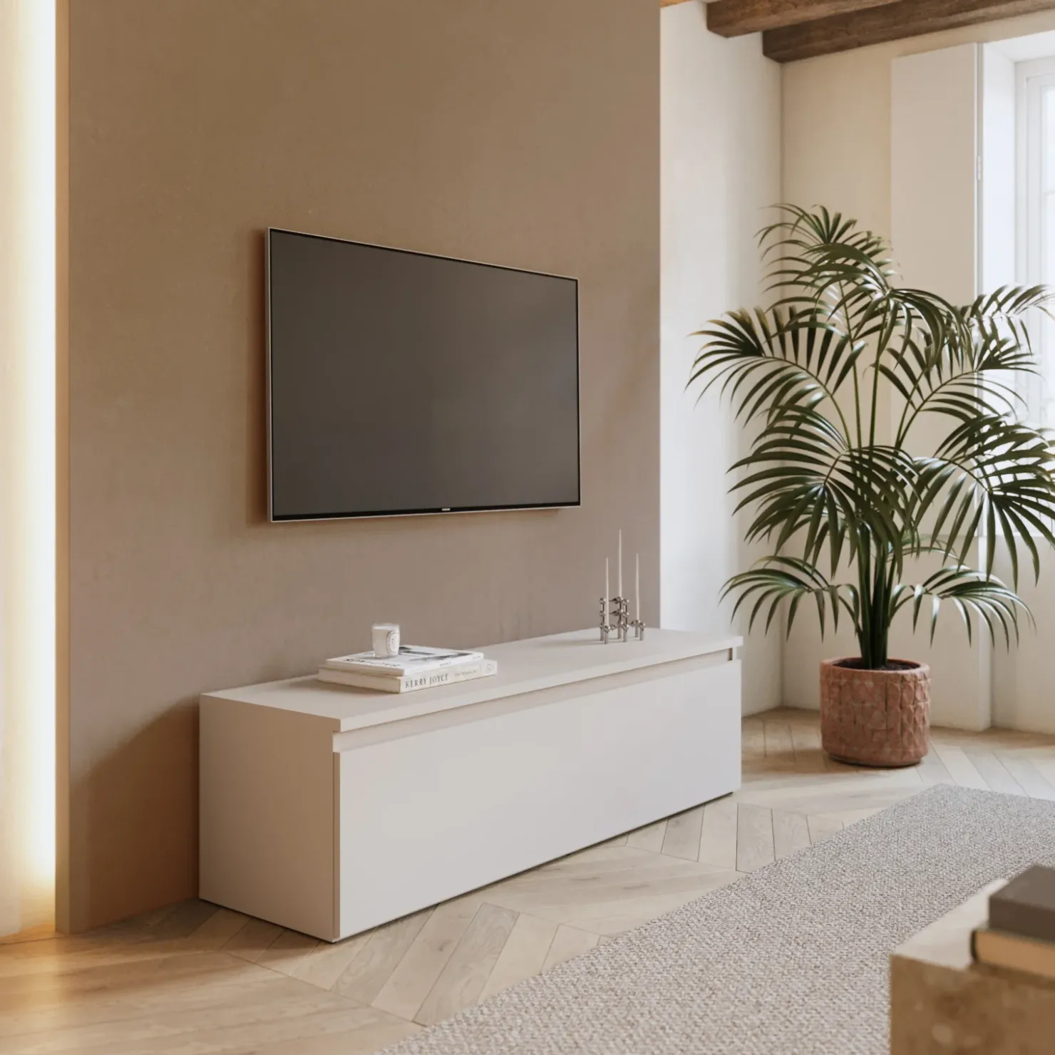 Garnero Arredamenti Mobile porta TV 138x40h cm con cassettone Sunset Beige Discount