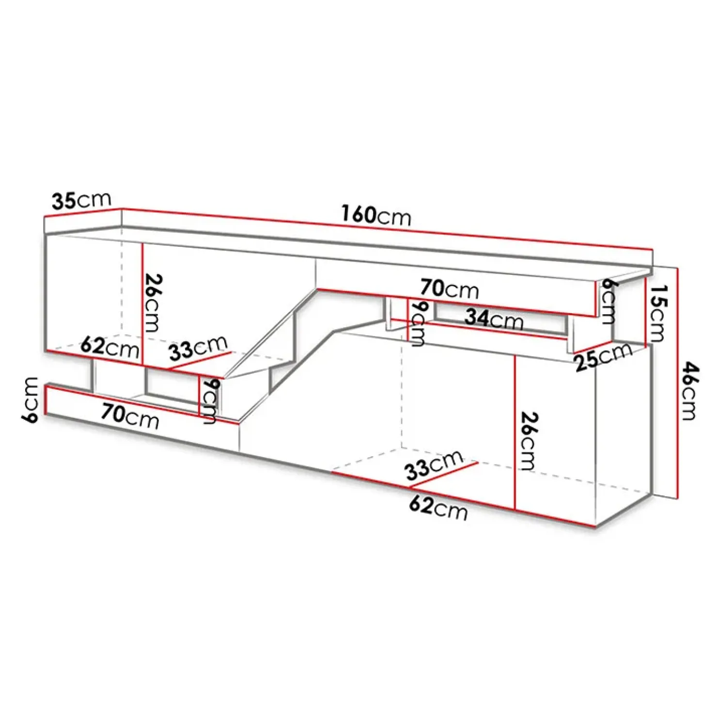 Garnero Arredamenti Mobile porta TV 160x46h cm design moderno rovere antracite Modesta Antracite - Rovere Clearance