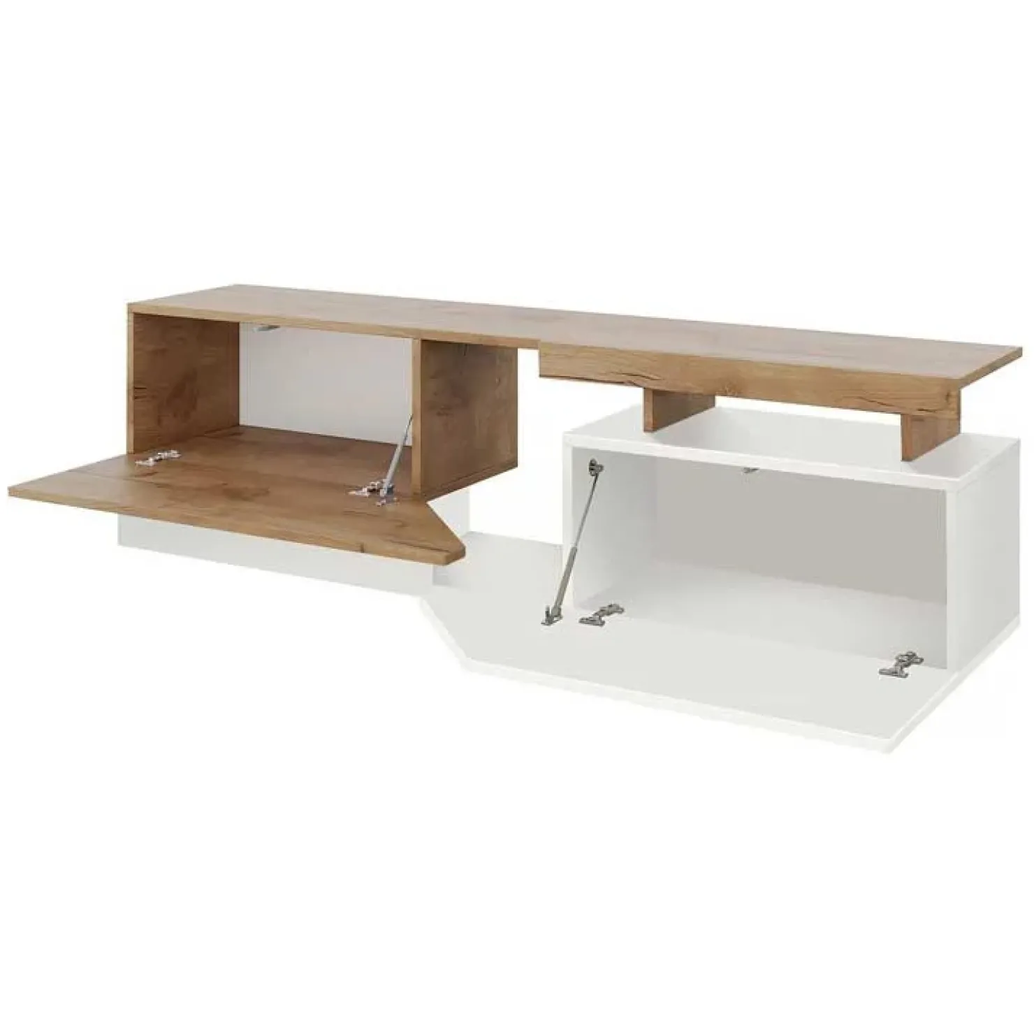 Garnero Arredamenti Mobile porta TV 160x46h cm design moderno rovere bianco Modesta Bianco Opaco - Rovere