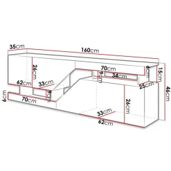 Garnero Arredamenti Mobile porta TV 160x46h cm design moderno rovere bianco Modesta Bianco Opaco - Rovere