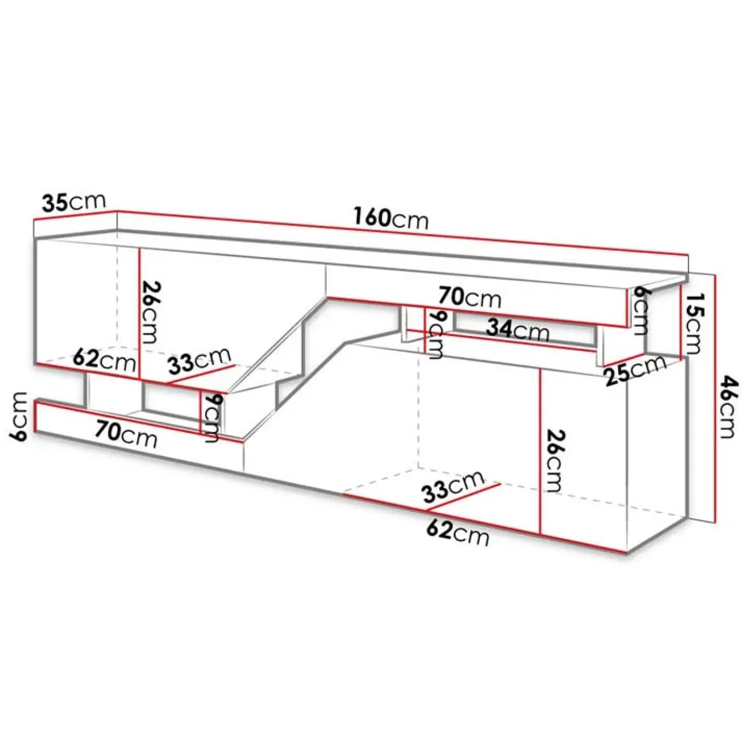 Garnero Arredamenti Mobile porta TV 160x46h cm design moderno rovere bianco Modesta Bianco Opaco - Rovere