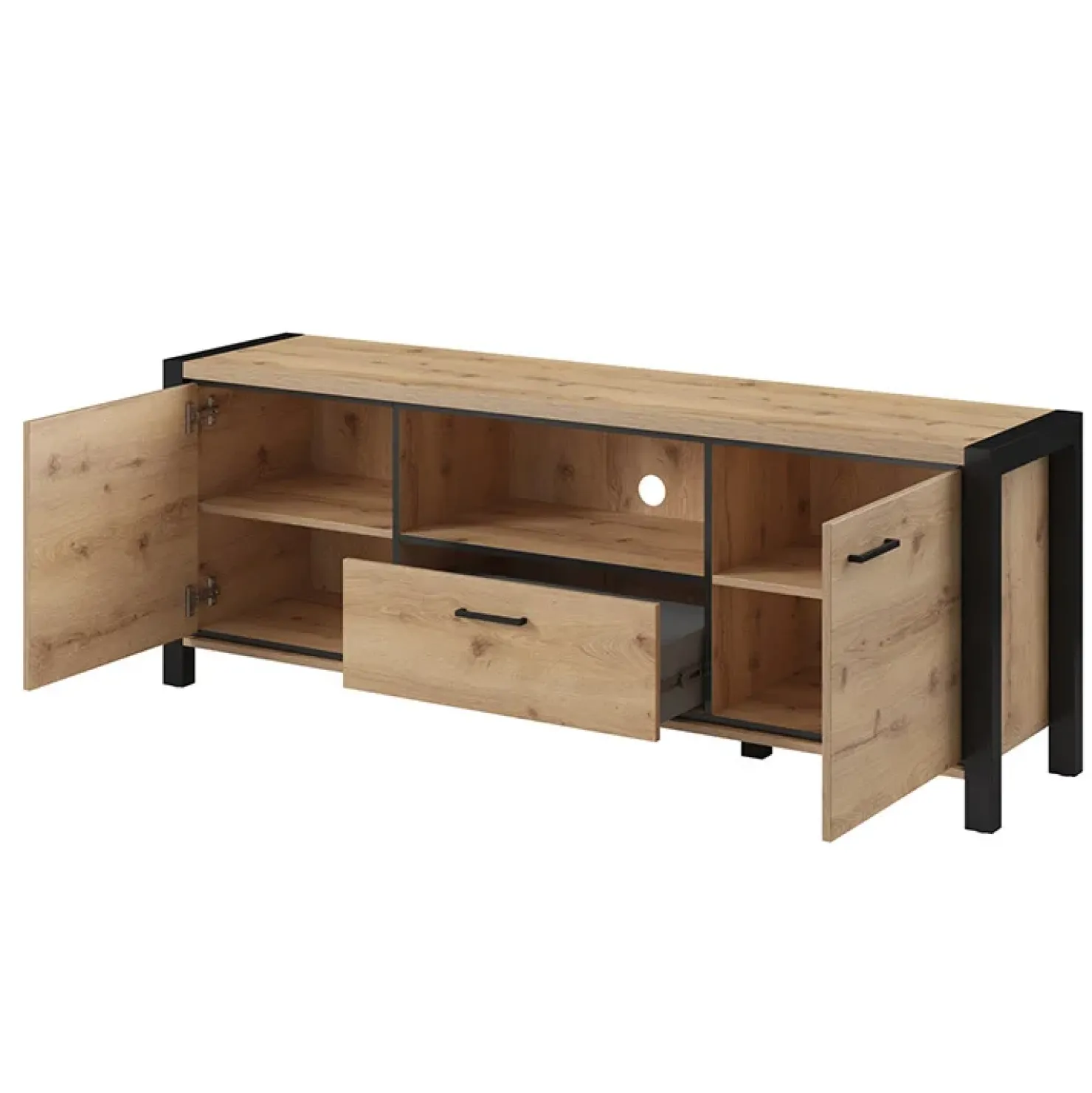 Garnero Arredamenti Mobile porta TV 180x65h cm design industrial quercia nero opaco Neive Online