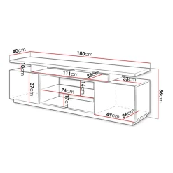 Garnero Arredamenti Mobile porta TV 180x56h cm lucido Blackburn Grafite Outlet