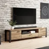 Garnero Arredamenti Mobile porta TV 210x50h cm industrial quercia nero opaco Neive Sale