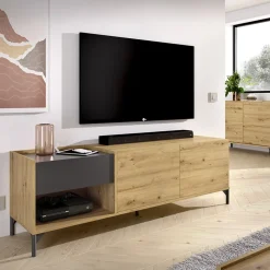 Garnero Arredamenti Mobile porta TV 164x49h cm legno rovere grafite German Outlet