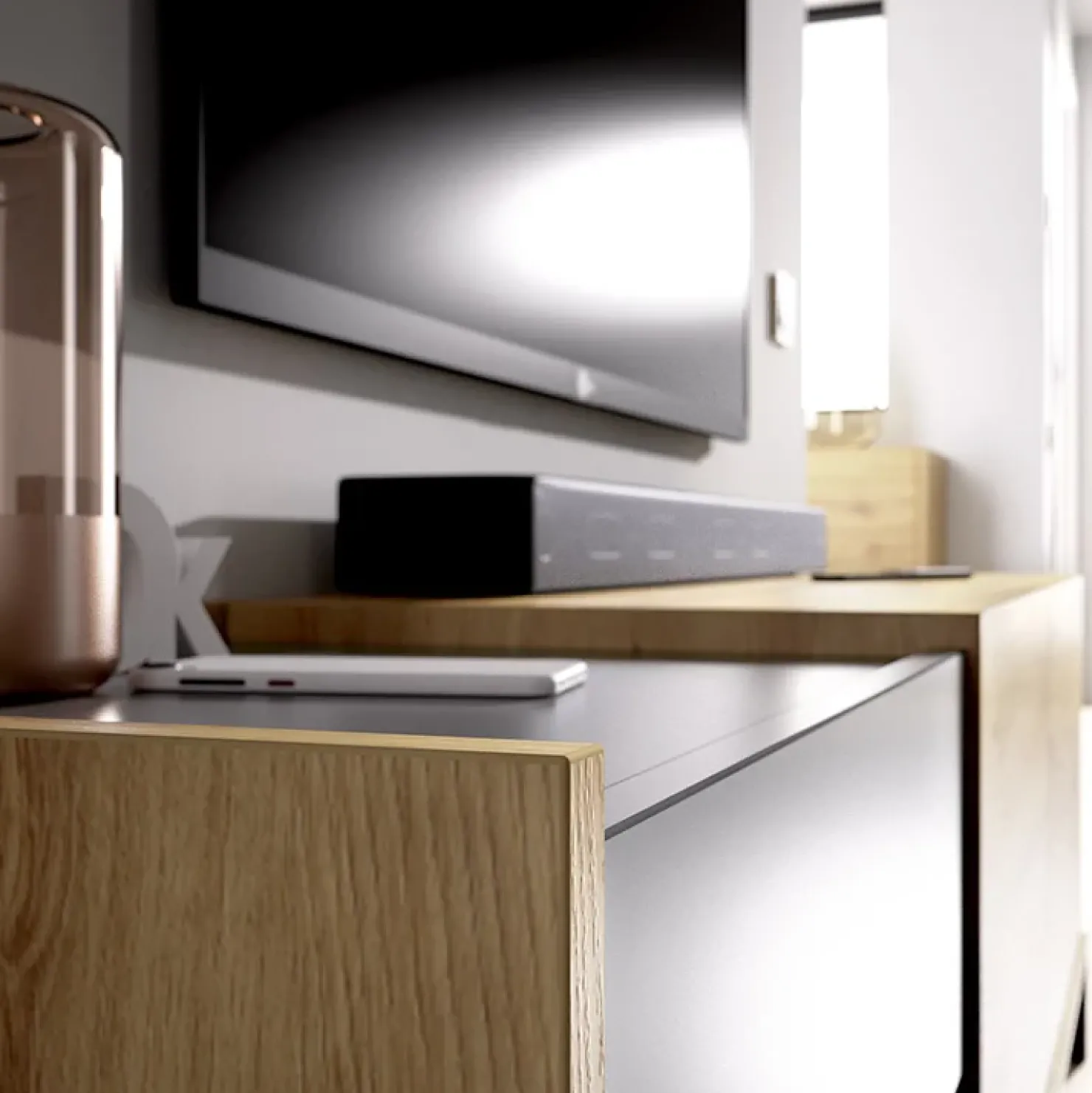 Garnero Arredamenti Mobile porta TV 164x49h cm legno rovere grafite German Outlet