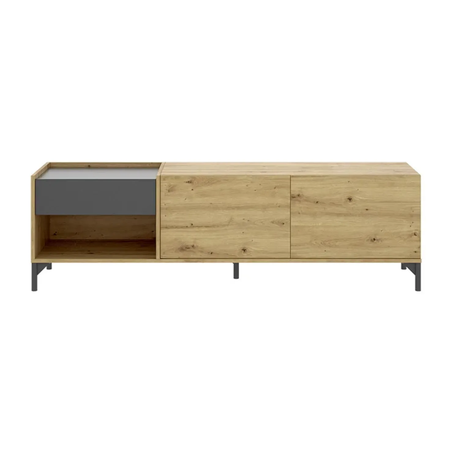 Garnero Arredamenti Mobile porta TV 164x49h cm legno rovere grafite German Outlet