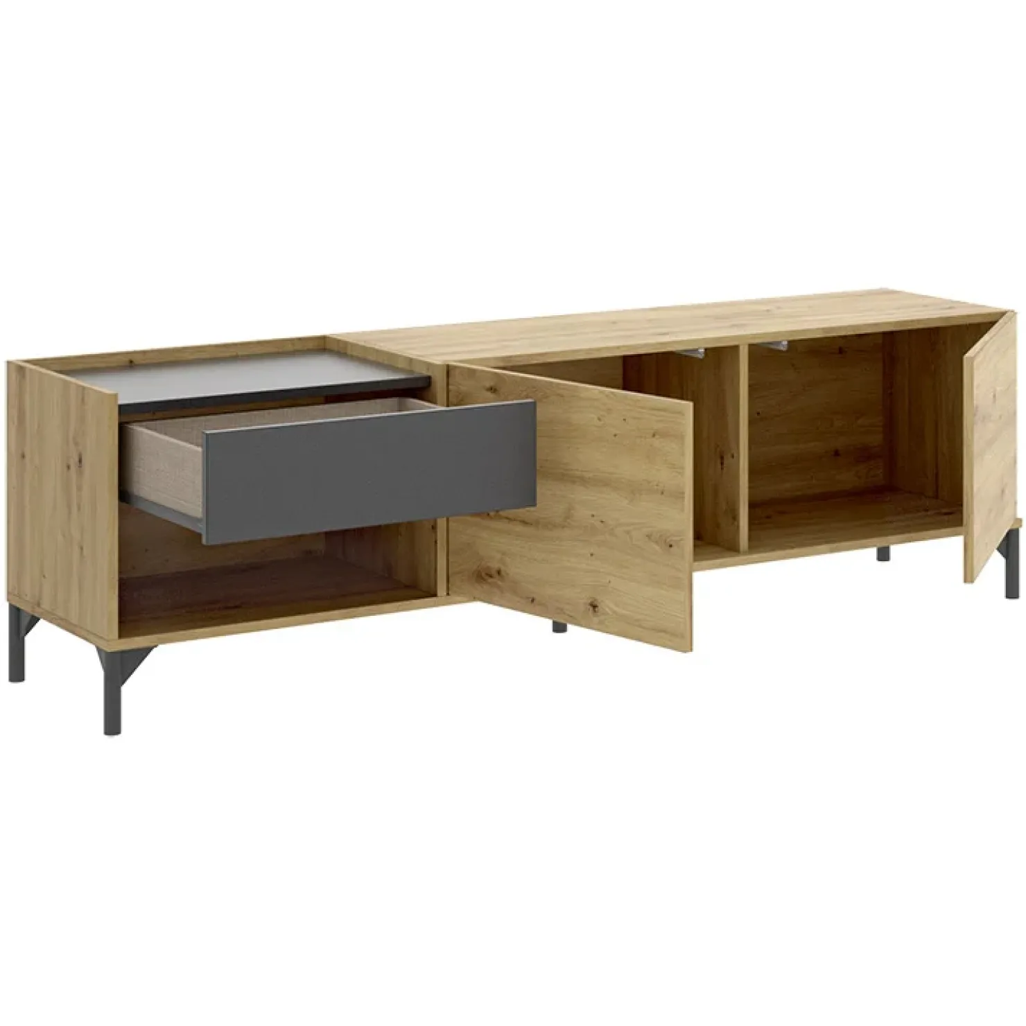 Garnero Arredamenti Mobile porta TV 164x49h cm legno rovere grafite German Outlet