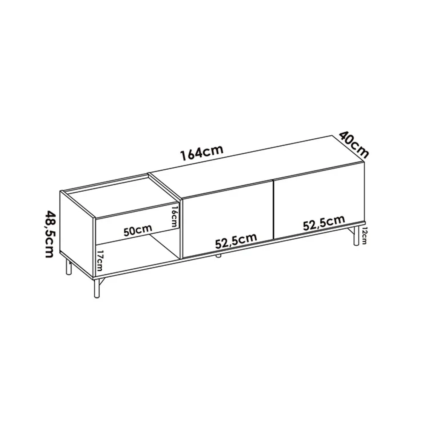 Garnero Arredamenti Mobile porta TV 164x49h cm legno rovere grafite German Outlet