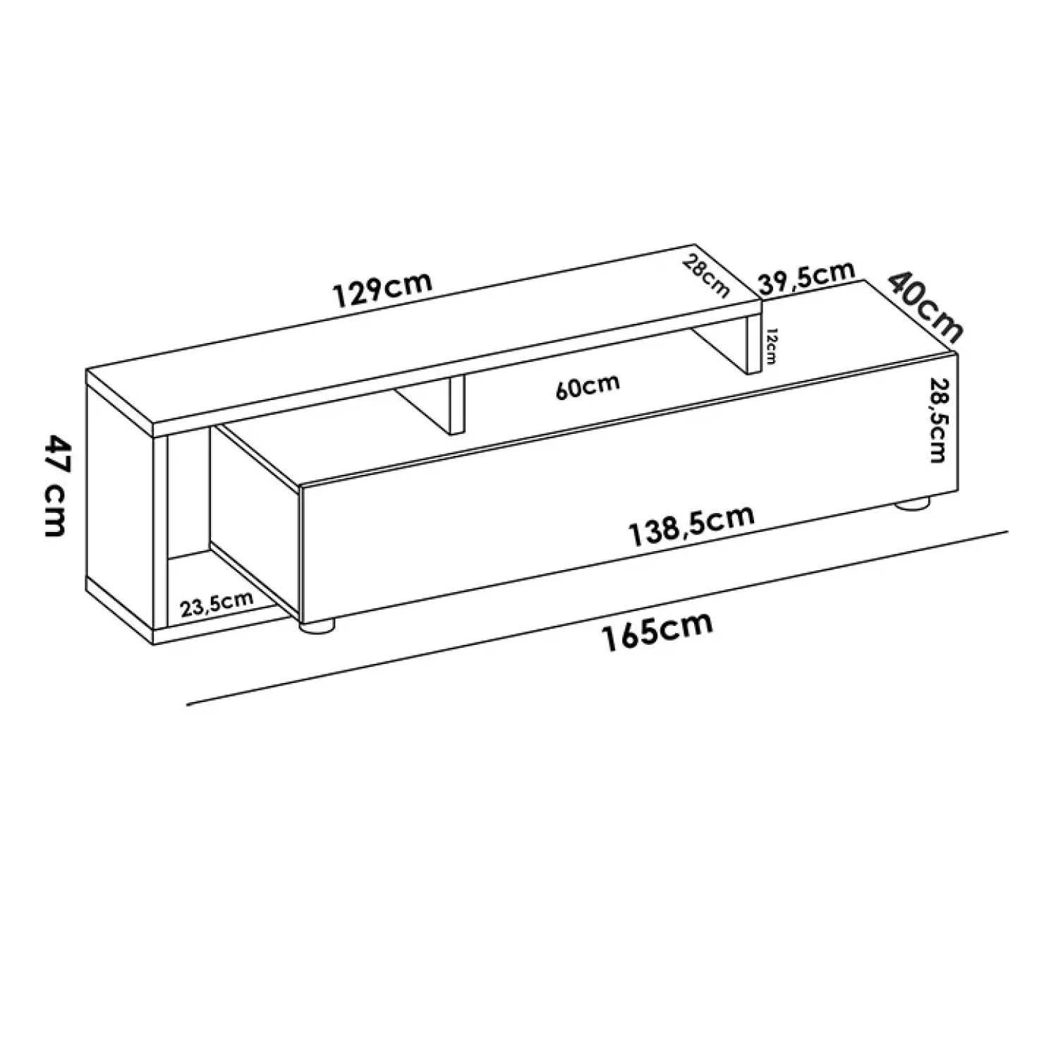 Garnero Arredamenti Mobile porta TV 165x47h cm legno rovere grafite Morientes Outlet