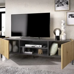 Garnero Arredamenti Mobile porta TV 161x45h cm legno rovere grafite Mino Hot
