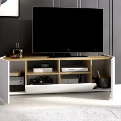 Garnero Arredamenti Mobile porta TV 142x44h cm legno rovere bianco Esteban Clearance
