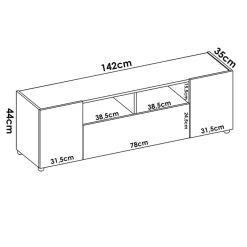 Garnero Arredamenti Mobile porta TV 142x44h cm legno rovere bianco Esteban Clearance