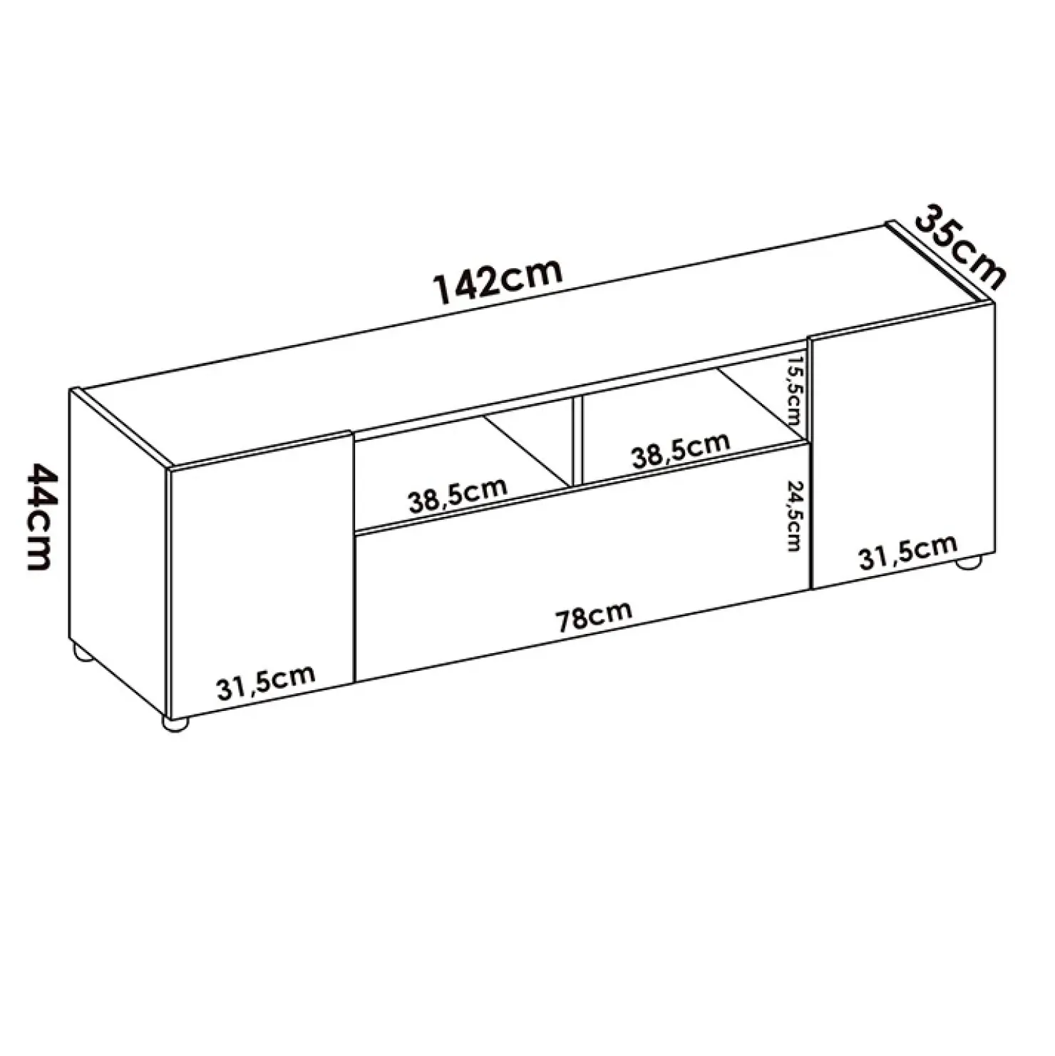 Garnero Arredamenti Mobile porta TV 142x44h cm legno rovere bianco Esteban Clearance