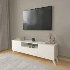 Garnero Arredamenti Mobile porta TV 140x46h cm moderno bianco Baffin Bianco Opaco Outlet