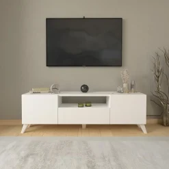 Garnero Arredamenti Mobile porta TV 140x46h cm moderno bianco Baffin Bianco Opaco Outlet