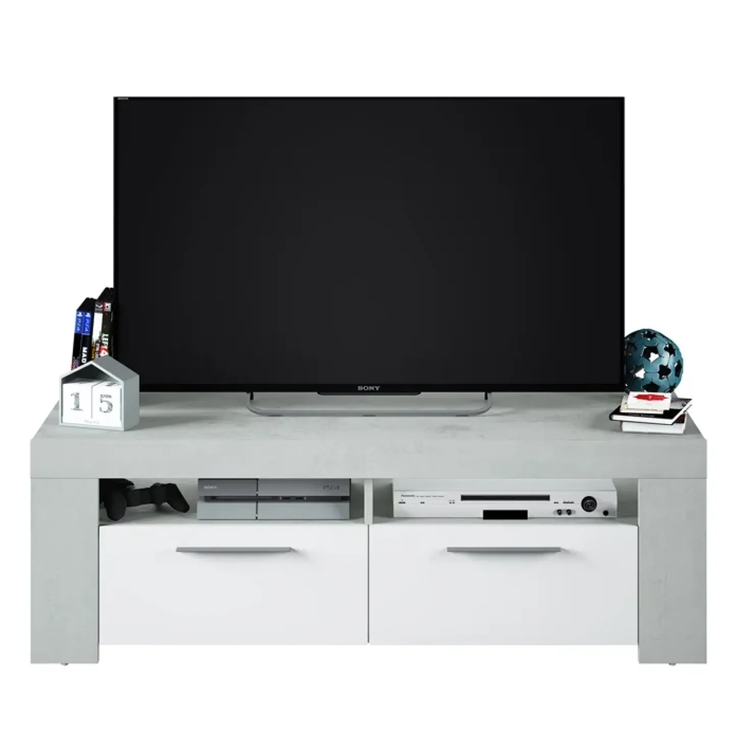 Garnero Arredamenti Mobile porta TV 120x40h cm moderno bianco cemento Zante Online
