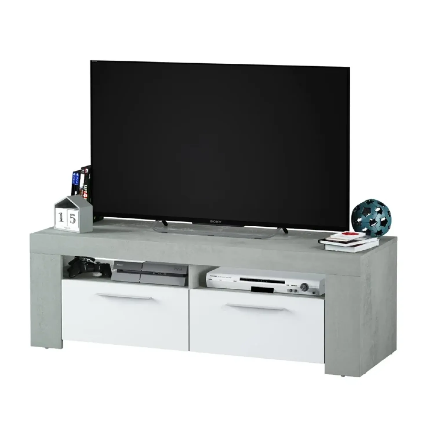 Garnero Arredamenti Mobile porta TV 120x40h cm moderno bianco cemento Zante Online