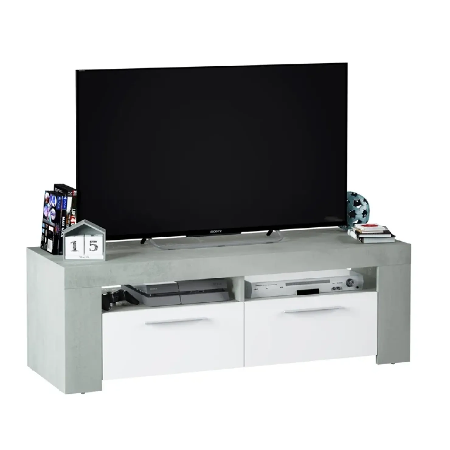 Garnero Arredamenti Mobile porta TV 120x40h cm moderno bianco cemento Zante Online