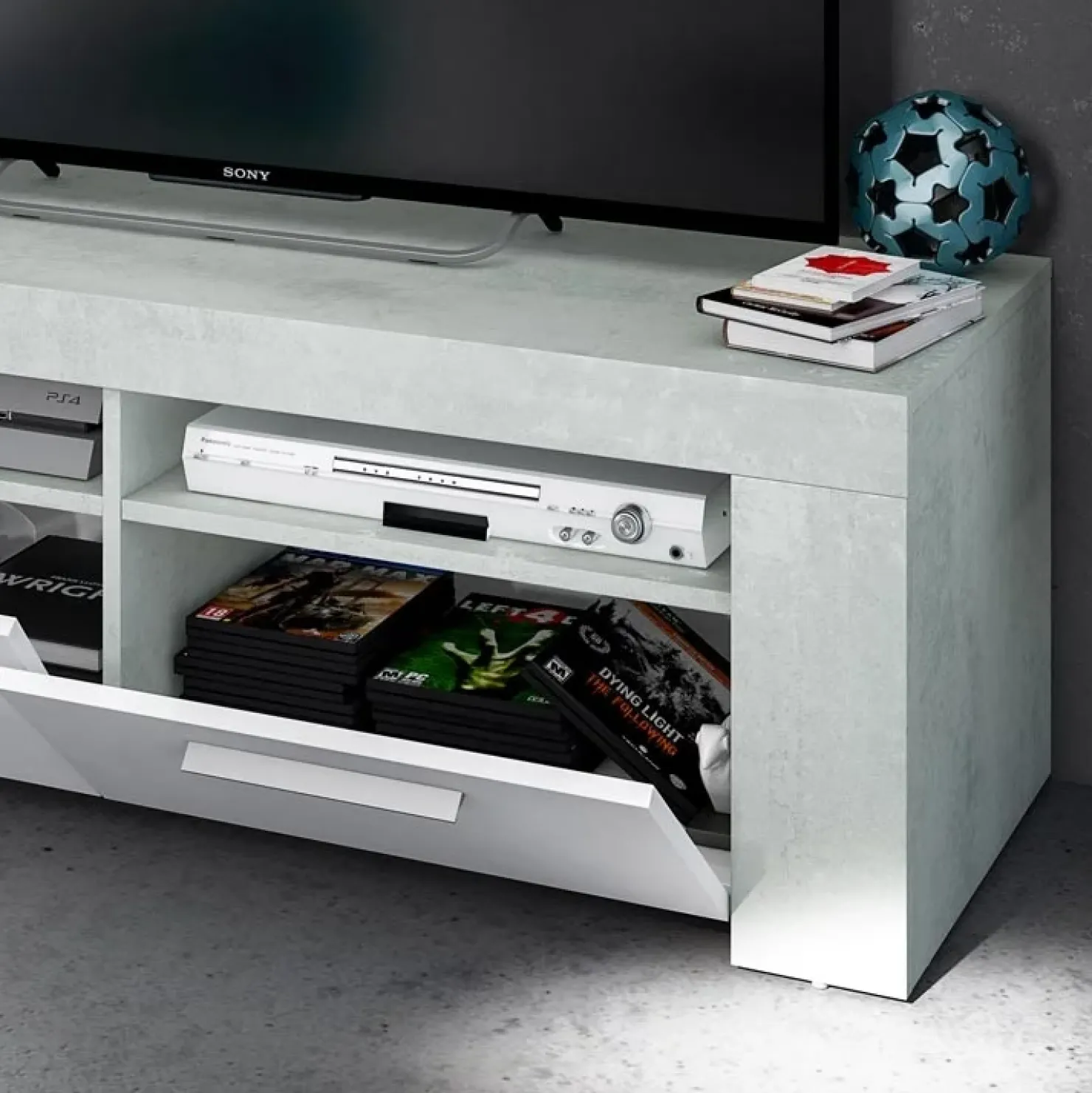 Garnero Arredamenti Mobile porta TV 120x40h cm moderno bianco cemento Zante Online