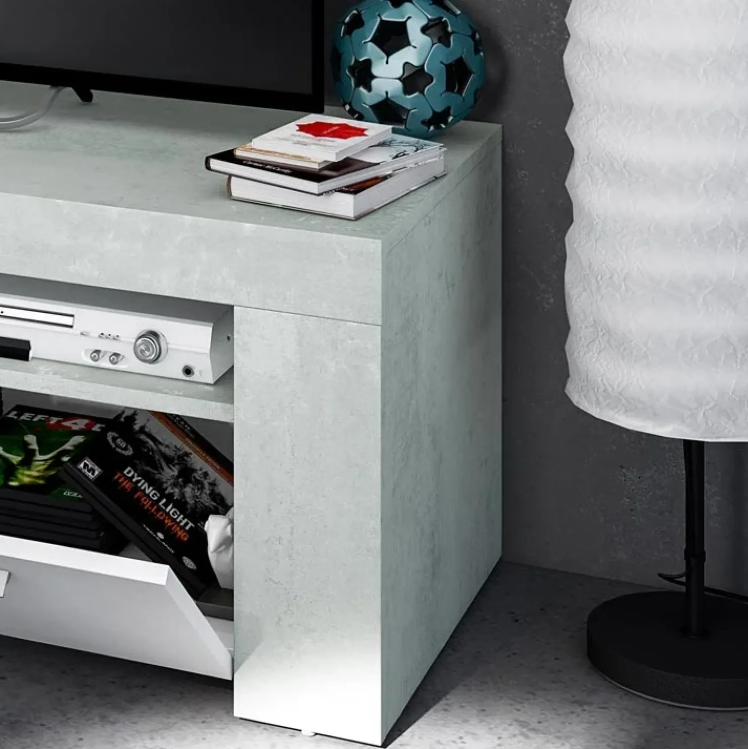 Garnero Arredamenti Mobile porta TV 120x40h cm moderno bianco cemento Zante Online