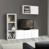 Garnero Arredamenti Mobile porta TV 175x132h cm moderno con libreria bianco frassinato Kubic 09 Clearance