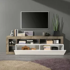 Garnero Arredamenti Mobile porta tv 184x58h cm moderno bianco lucido pero Invictus Bianco Lucido - Rovere Rustico Sale