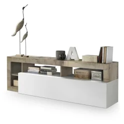 Garnero Arredamenti Mobile porta tv 184x58h cm moderno bianco lucido pero Invictus Bianco Lucido - Rovere Rustico Sale