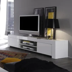 Garnero Arredamenti Mobile porta TV 190x50h cm moderno laccato bianco lucido Essential Best