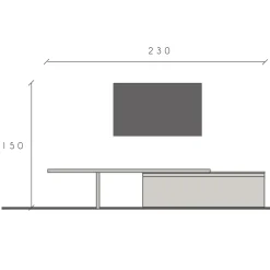 Garnero Arredamenti Mobile porta tv 230x150h cm moderna marrone rovere chiaro Sunset 95 Hot