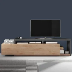 Garnero Arredamenti Mobile porta TV 219x52h cm moderno soggiorno antracite rovere Megan Gihome® Rovere - Antracite Outlet