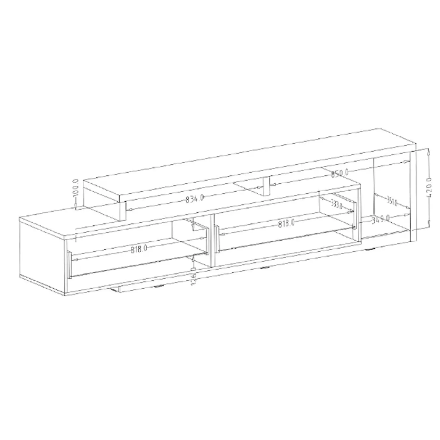 Garnero Arredamenti Mobile porta TV 219x52h cm moderno soggiorno antracite rovere Megan Gihome® Rovere - Antracite Outlet
