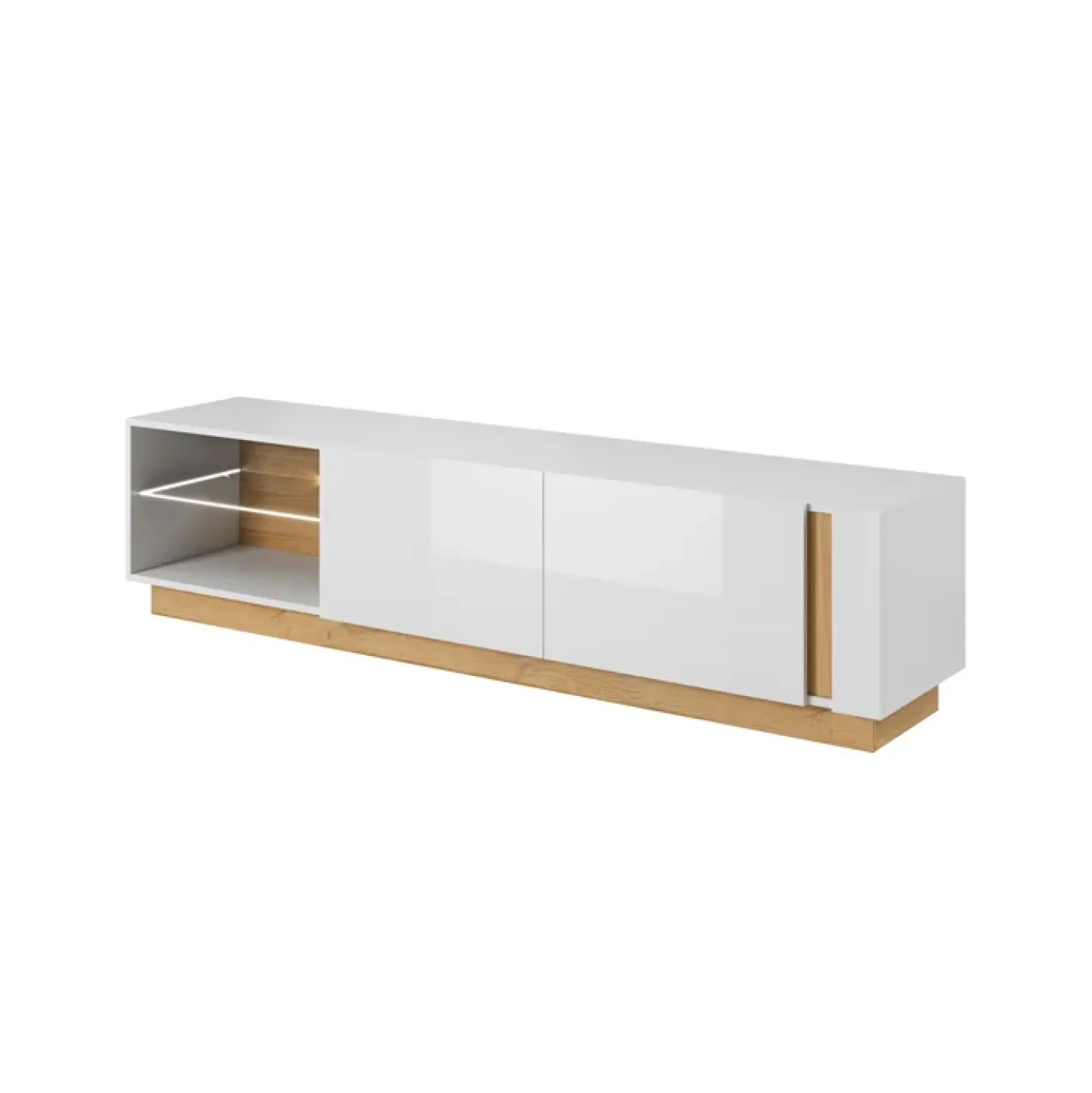 Garnero Arredamenti Mobile porta TV 187x46h cm moderno soggiorno bianco rovere Noa Gihome® Bianco Lucido - Rovere Hot
