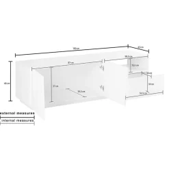 Garnero Arredamenti Mobile porta TV 150x46h cm moderno Candia Gihome® Bianco Lucido
