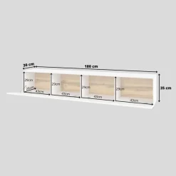 Garnero Arredamenti Mobile porta TV 180x35h cm moderno bianco Fusion Bianco Opaco Outlet