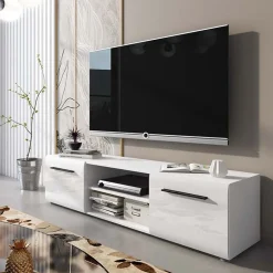 Garnero Arredamenti Mobile porta TV 160x40h cm moderno soggiorno bianco lucido Cold Clearance