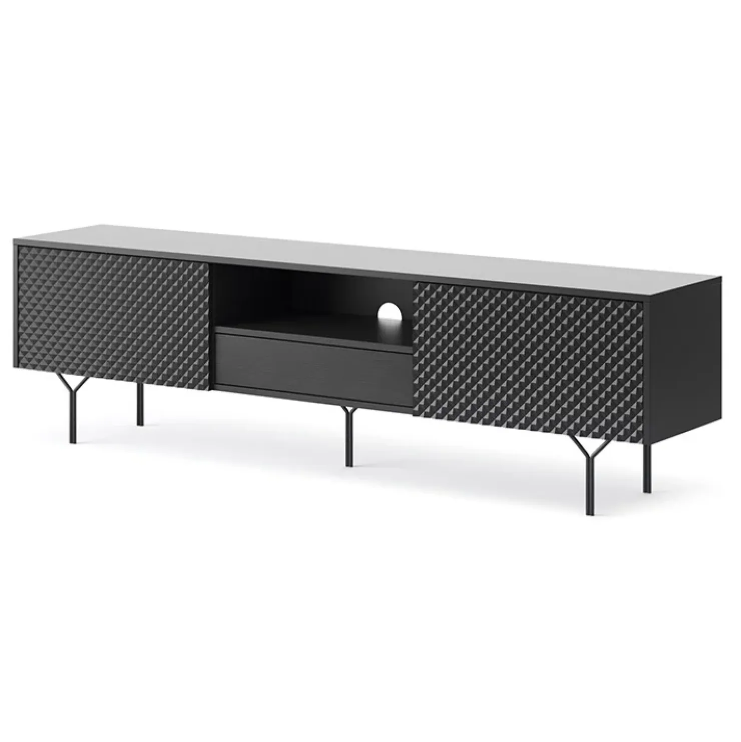 Garnero Arredamenti Mobile porta TV 180x51h cm moderno antracite frassinato nero Parigi New