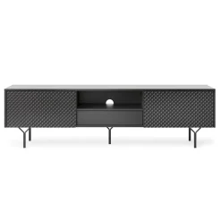 Garnero Arredamenti Mobile porta TV 180x51h cm moderno antracite frassinato nero Parigi New