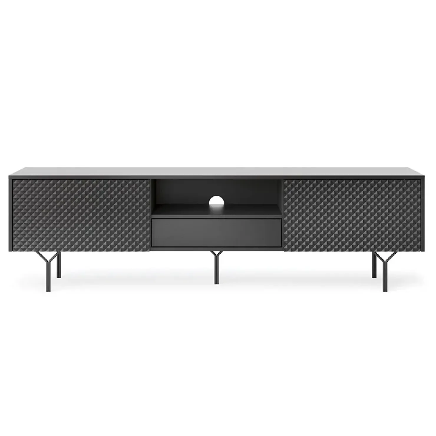 Garnero Arredamenti Mobile porta TV 180x51h cm moderno antracite frassinato nero Parigi New