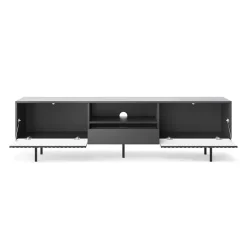 Garnero Arredamenti Mobile porta TV 180x51h cm moderno antracite frassinato nero Parigi New