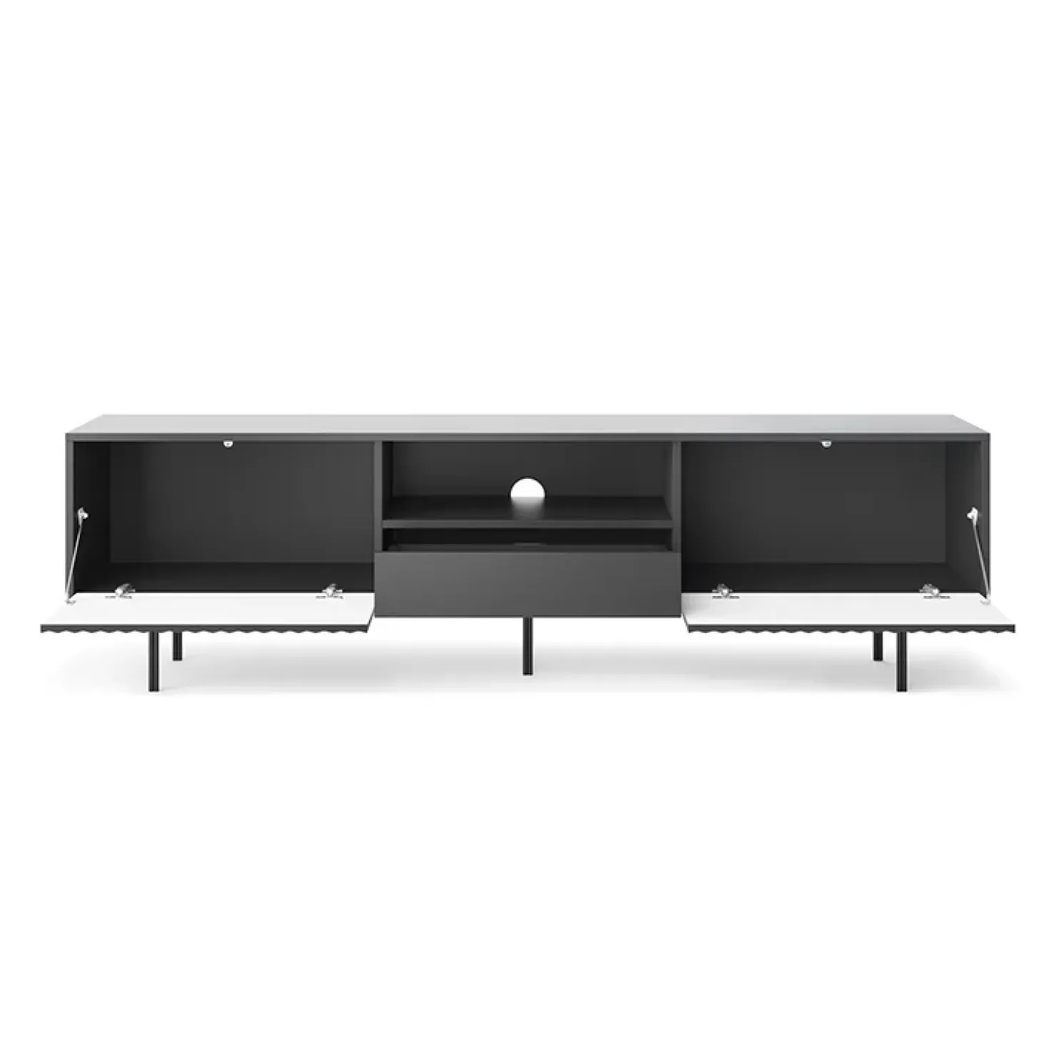 Garnero Arredamenti Mobile porta TV 180x51h cm moderno antracite frassinato nero Parigi New