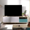 Garnero Arredamenti Mobile porta TV 155x47h cm moderno rovere grigio bianco petrolio Dominic Sale
