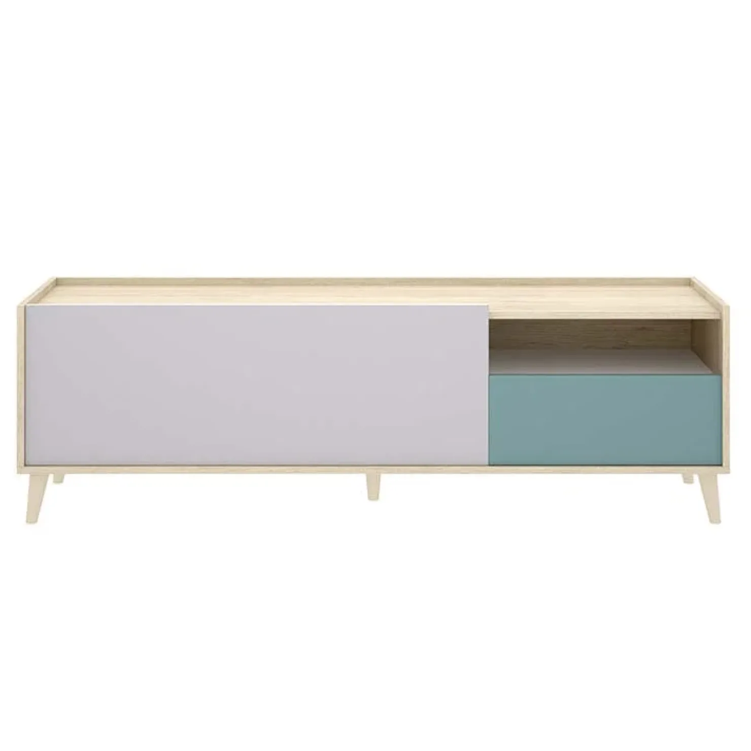 Garnero Arredamenti Mobile porta TV 155x47h cm moderno rovere grigio bianco petrolio Dominic Sale